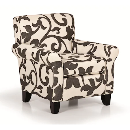 Transitional Rolled Arm Accent Chair